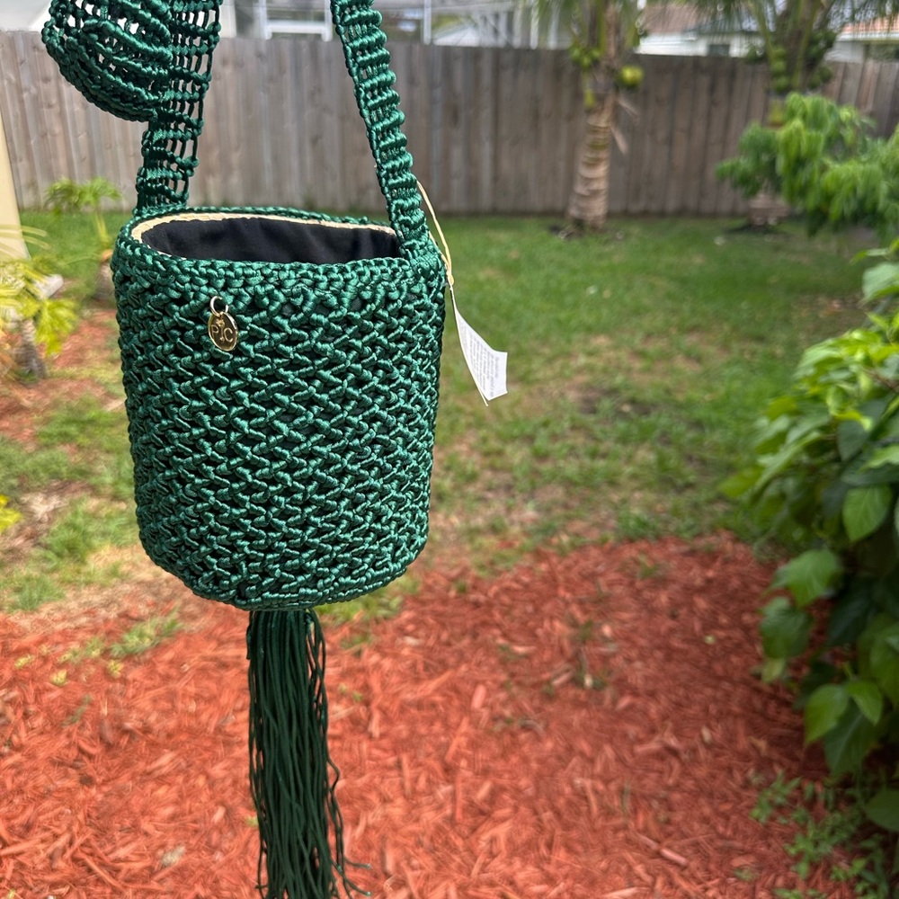 Green Woven Bucket Bag